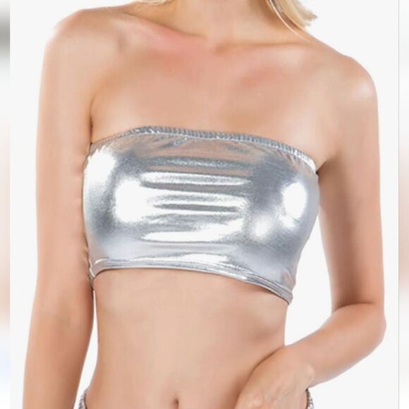 NWT Metallic Stretch Tube Top - Picture 5 of 5